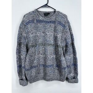 VTG Sparr Hand Knit 100% Wool Sweater MEDIUM Chunky Knit Crew Neck Fishermen